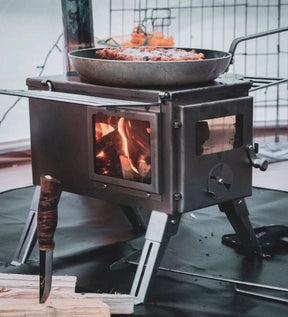 Outbacker® Firebox Flame Clear View Portable Tent Stove | 3.5KW 14KG | Robens Tipi Kit