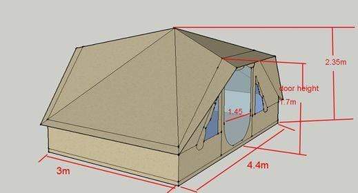 4.4m x 3m DubPod™ 'Roamer' 285gsm 100% Natural Canvas | Camper Awning & StoveMate