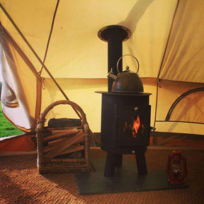 Outbacker® Hygge Oval Tent Stove | 4.5kw 18kg | Flue and Boiler Package