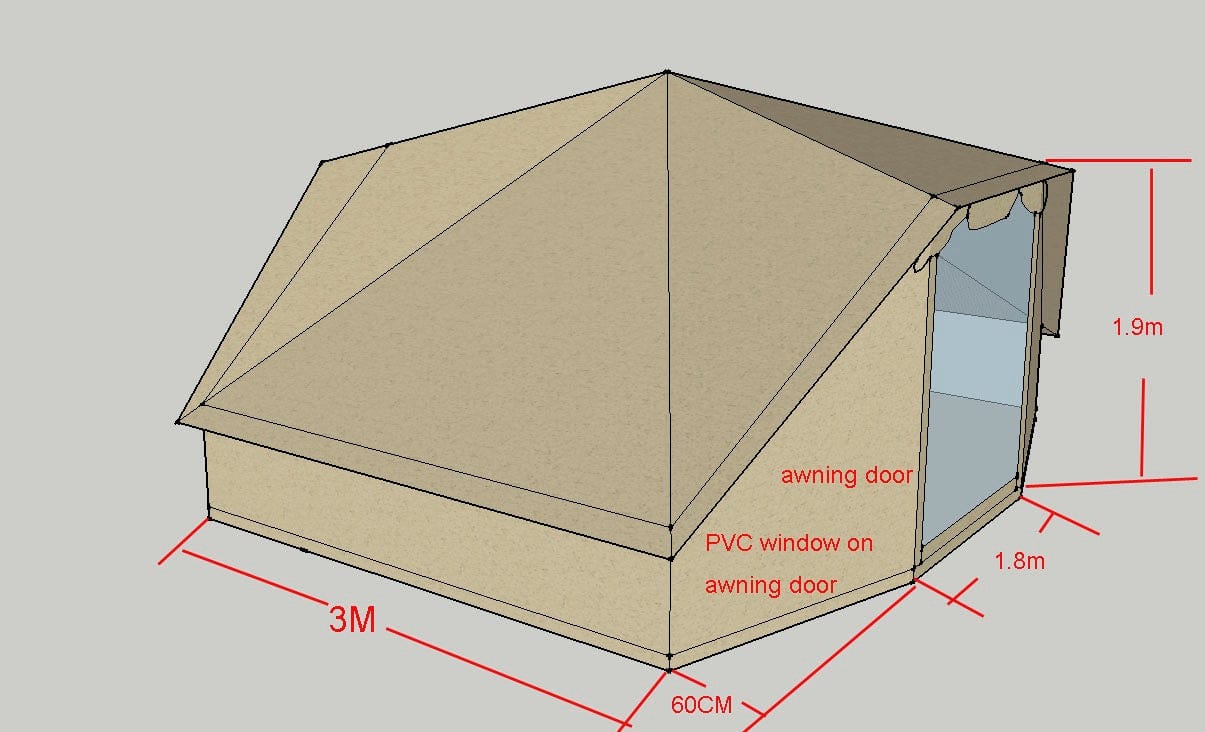 4.4m x 3m DubPod™ 'Roamer' 285gsm 100% Natural Canvas | Camper Awning & StoveMate