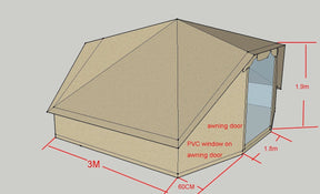 4.4m x 3m DubPod™ 'Roamer' 285gsm 100% Natural Canvas | Camper Awning & StoveMate